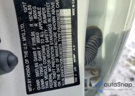 2018 Honda Civic Lx z USA, uszkodzony, nr VIN SHHFK7H38JU403379